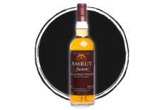 Amrut Fusion single malt whisky bottle.