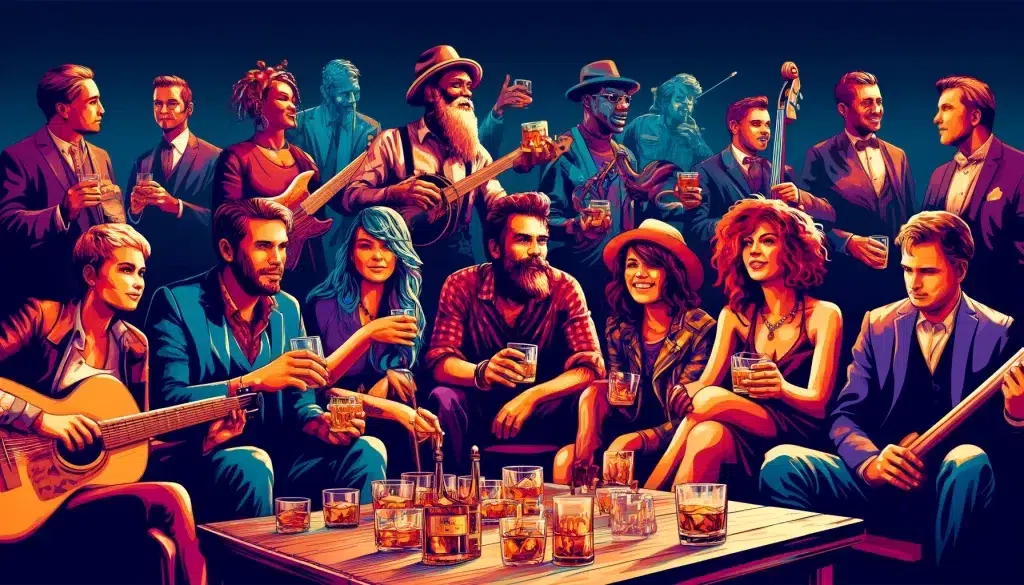 Vibrant illustration of diverse people enjoying a music party.
