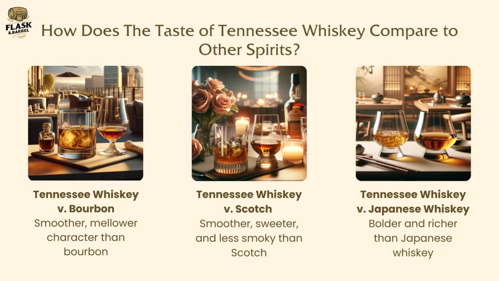 Tennessee Whiskey taste comparison with other spirits