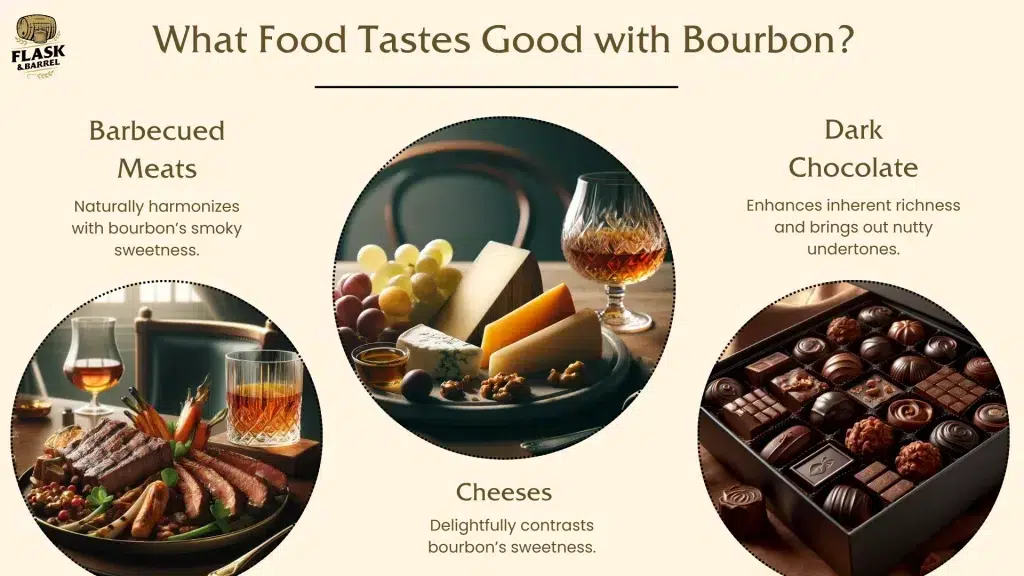 Pairing bourbon with barbecued meats, cheeses, dark chocolate.