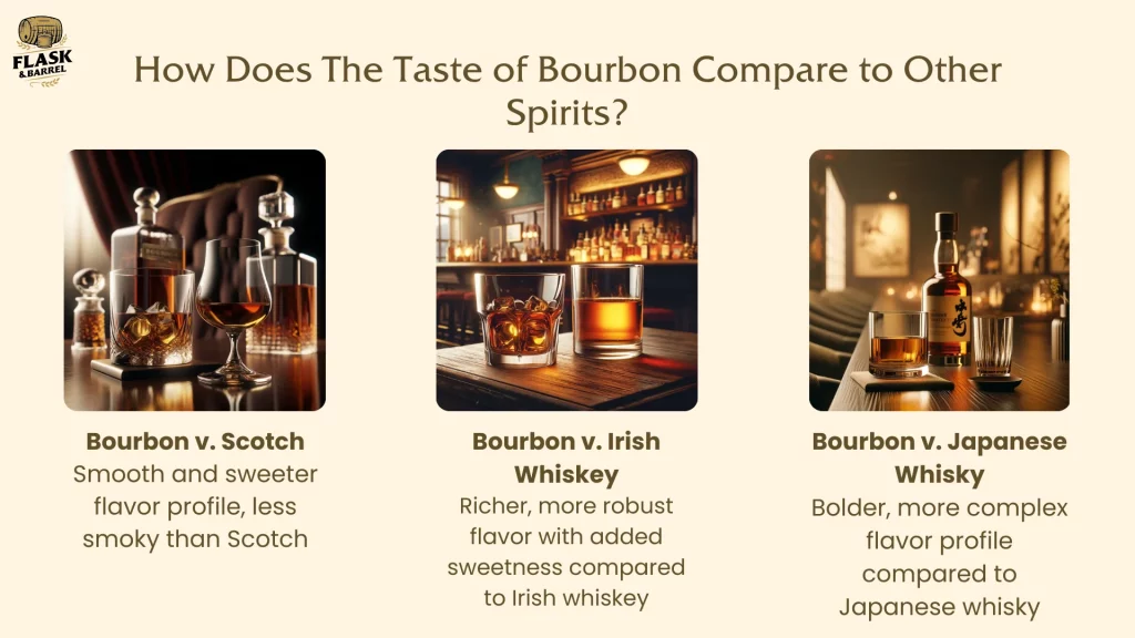 Bourbon taste comparison with Scotch, Irish, Japanese whiskies.