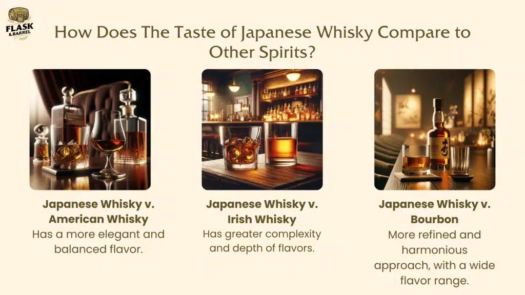 Japanese whisky comparison with American, Irish, Bourbon.