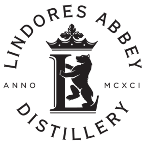 Lindores Abbey Distillery logo with bear and crown design.