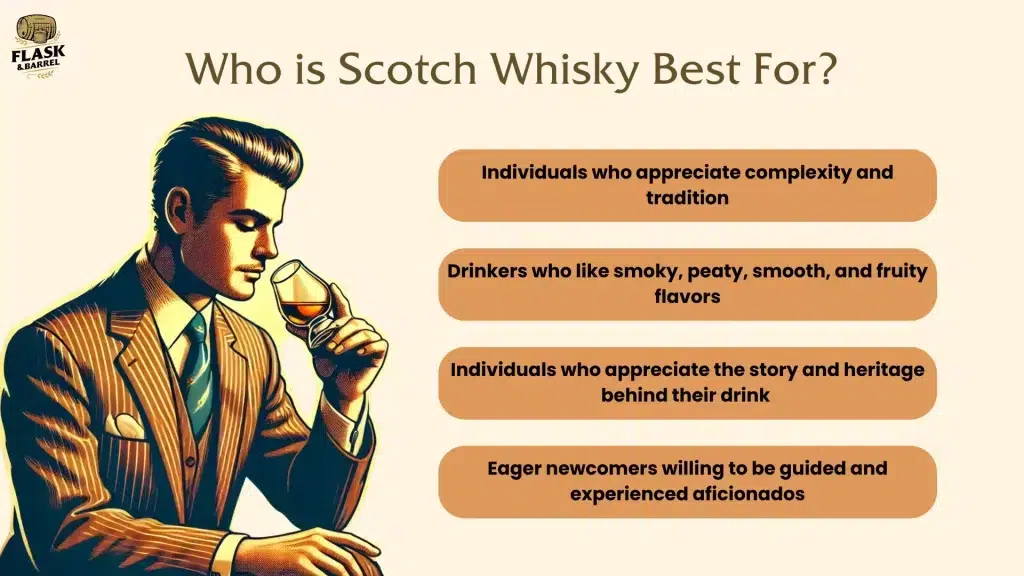 Scotch whisky appreciation guide for different drinkers.