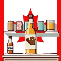 Canadian drinks with beaver symbol and maple leaf