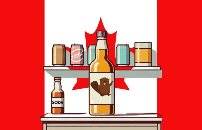 Canadian drinks with beaver symbol and maple leaf