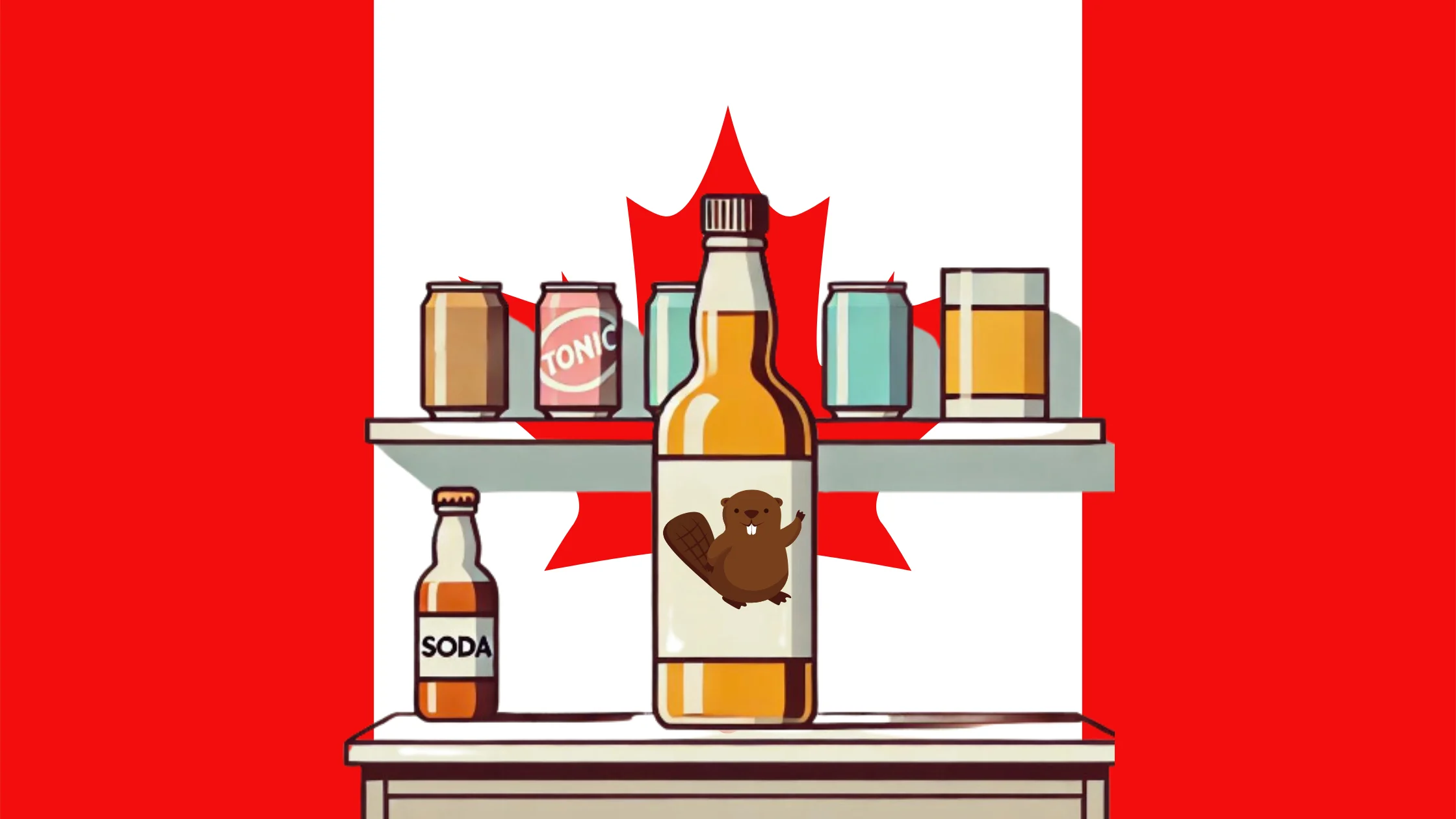 Canadian drinks with beaver symbol and maple leaf