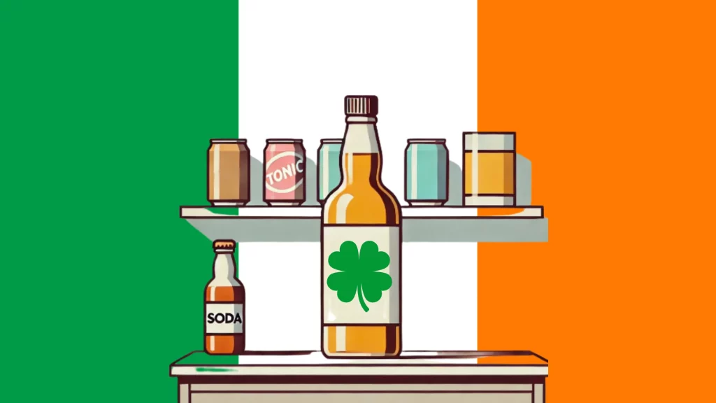 Drinks with Irish flag background