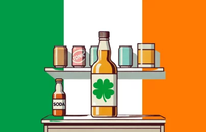 Drinks with Irish flag background