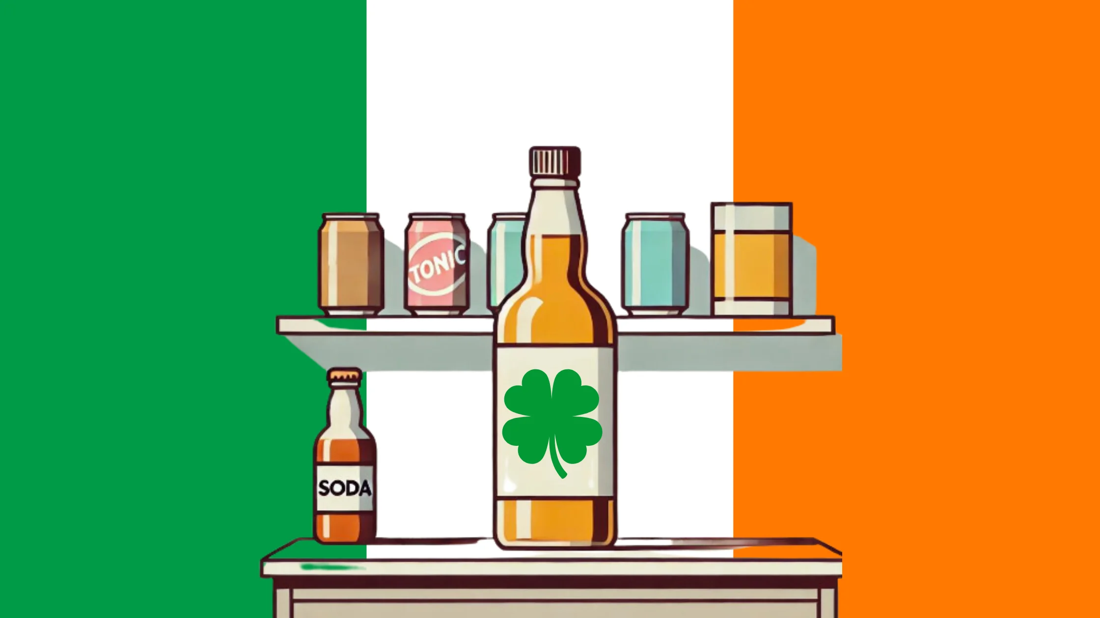 Drinks with Irish flag background