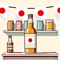 Japanese drinks with flag bunting