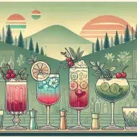 Colorful cocktails with nature background.