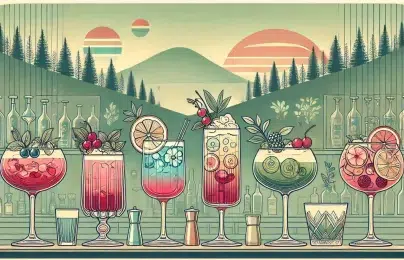 Colorful cocktails with nature background.