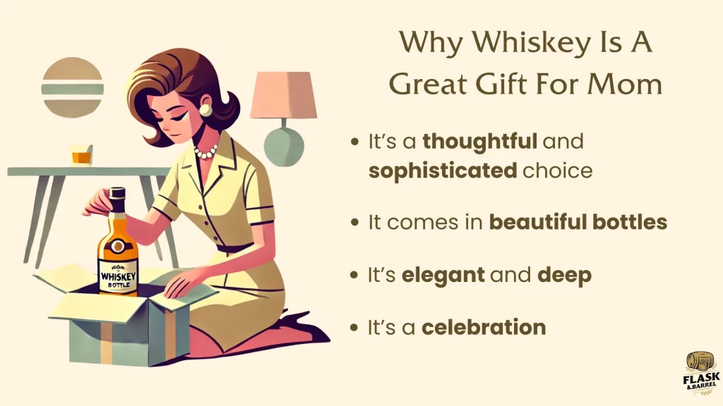 Illustration: Whiskey as a sophisticated gift for mom.