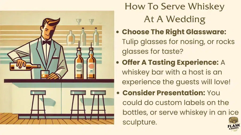 Tips for serving whiskey at weddings.