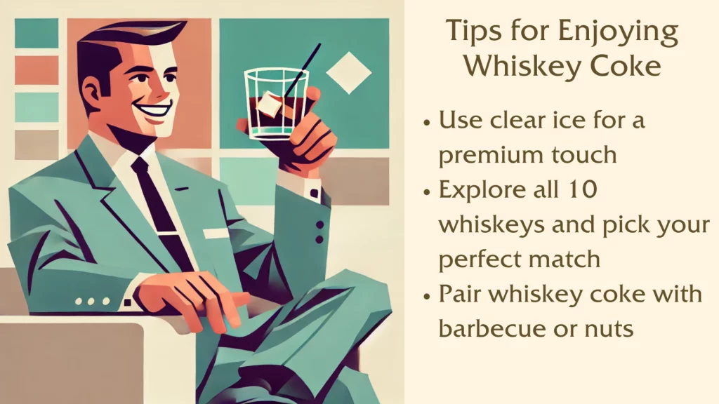 Man enjoying whiskey coke, tips for perfect pairing.