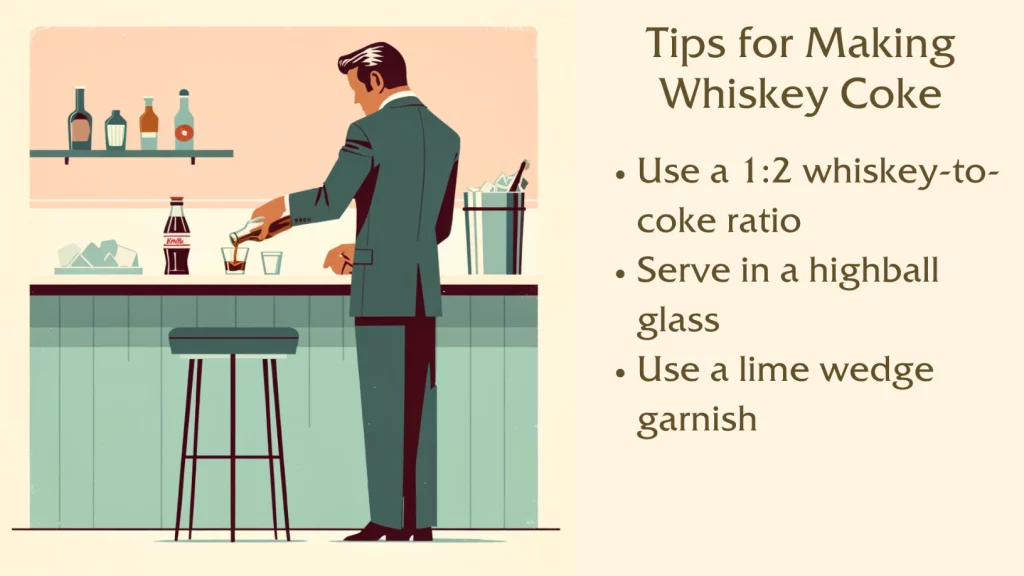 Man making whiskey coke with instructions