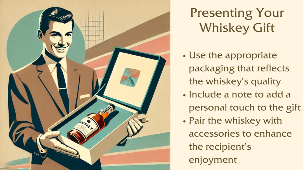 Man presenting whiskey gift box.