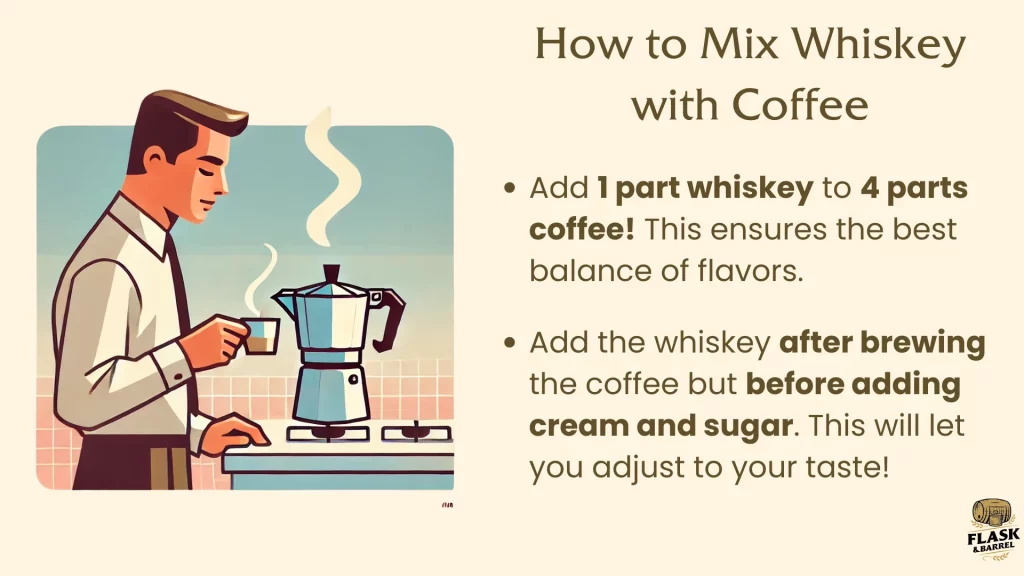 Guide on mixing whiskey with coffee tips.