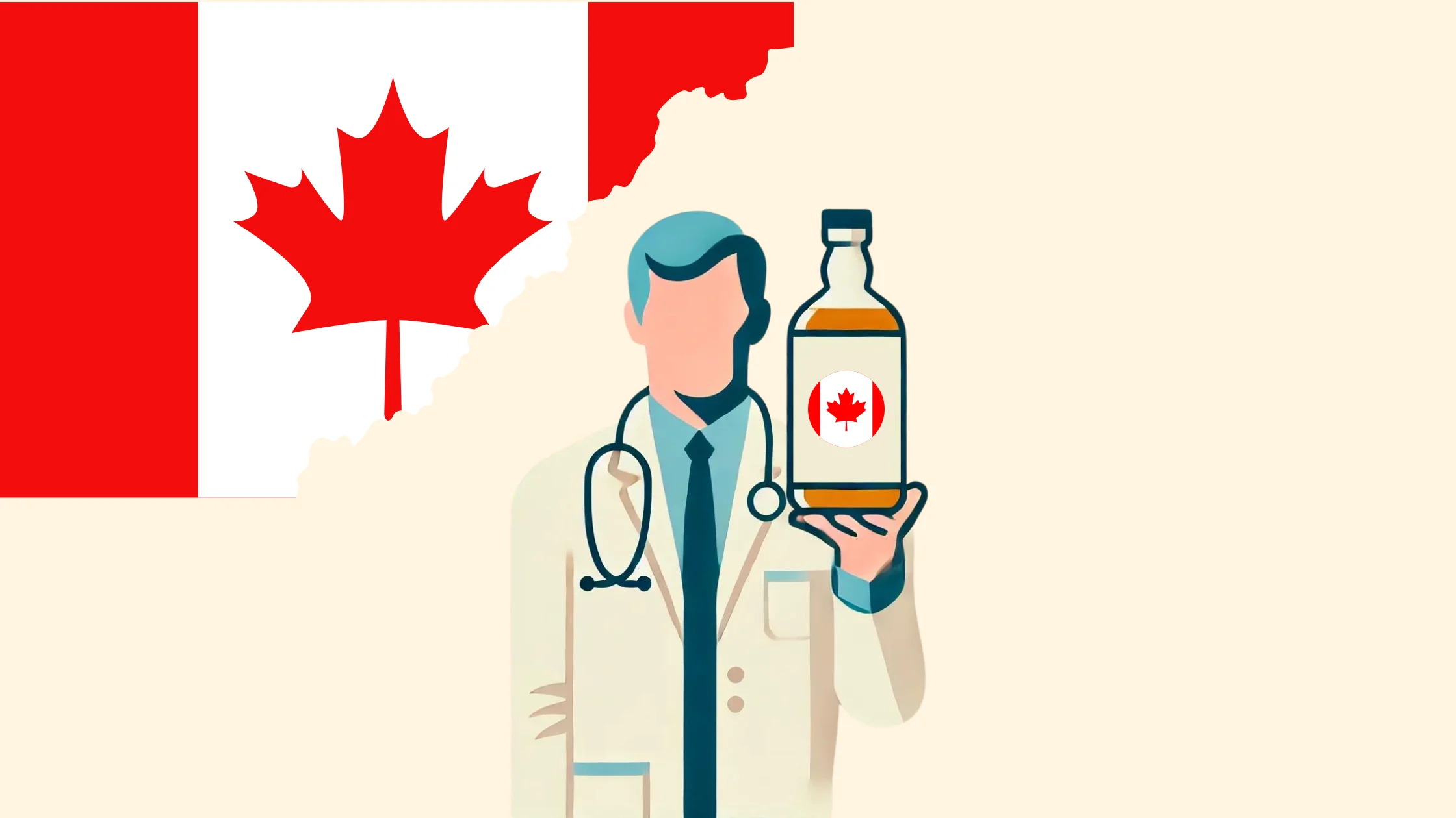 Canadian doctor holding a medical bottle