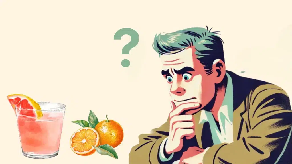 Man deciding between drink and oranges.