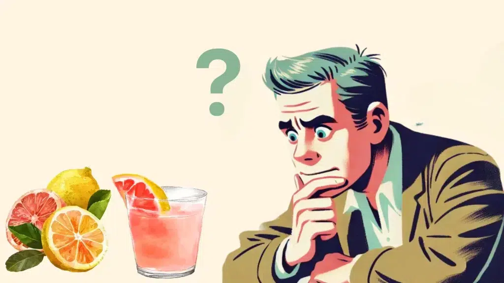 Man contemplating lemon grapefruit drink question