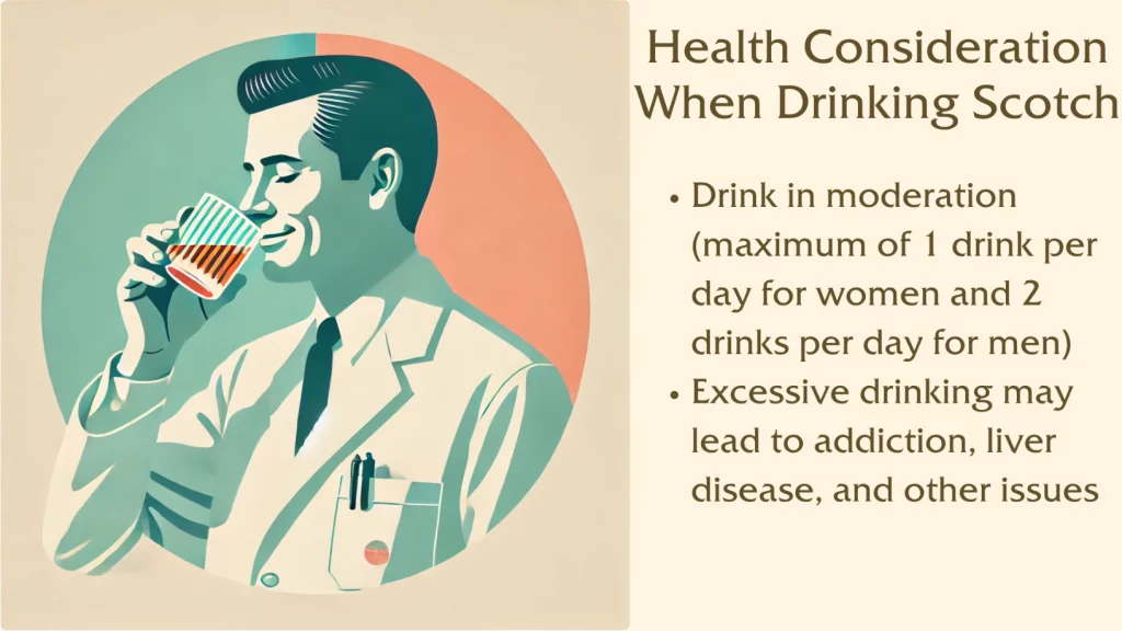 Man drinking scotch, health advice included