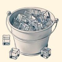 Ice bucket filled with ice cubes