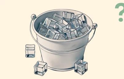 Ice bucket filled with ice cubes