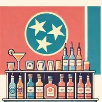 Bar with bottles and Tennessee flag