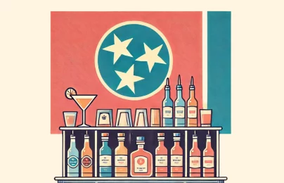 Bar with bottles and Tennessee flag