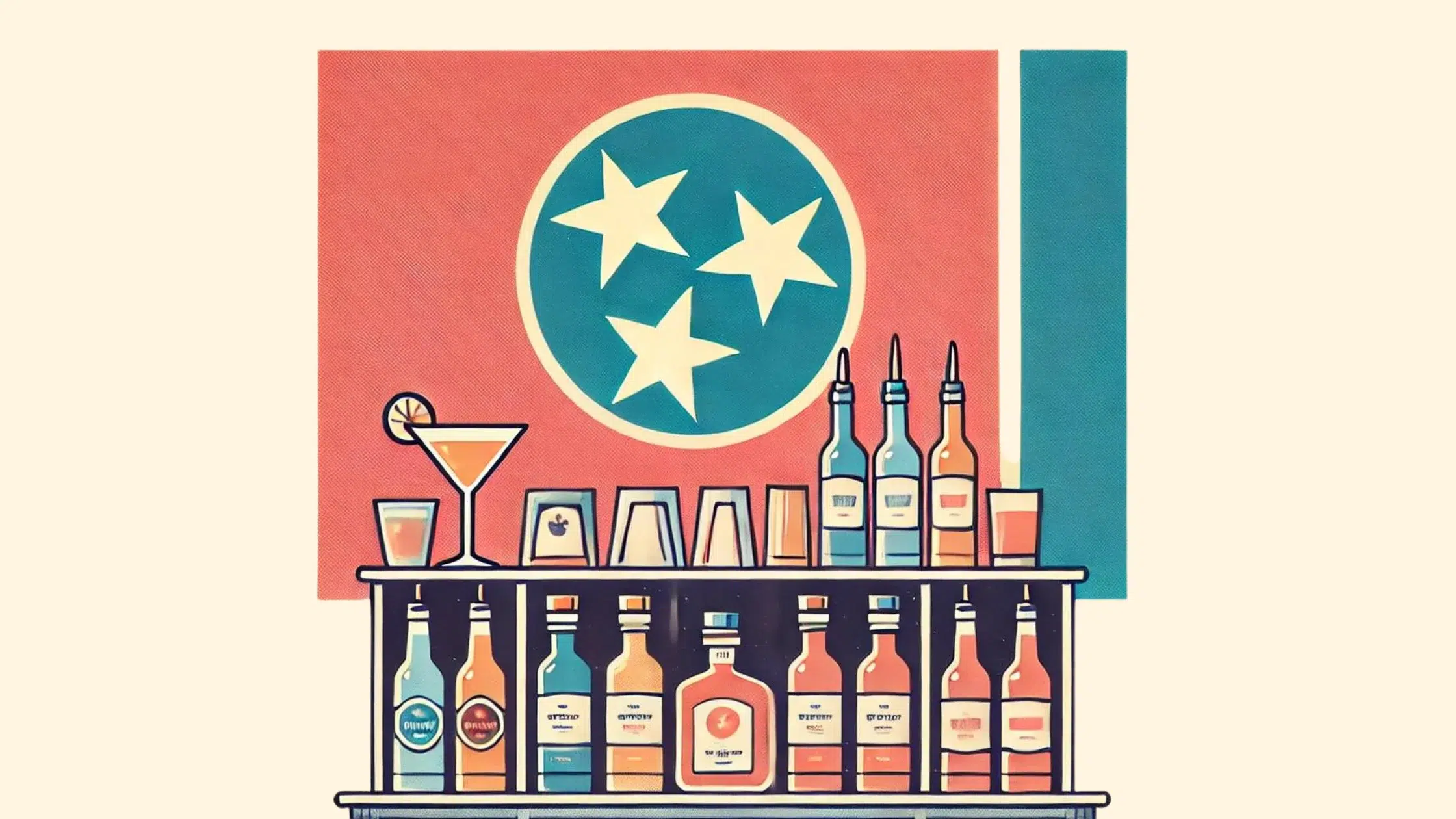 Bar with bottles and Tennessee flag