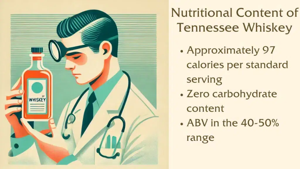 Doctor examining Tennessee whiskey nutritional information.