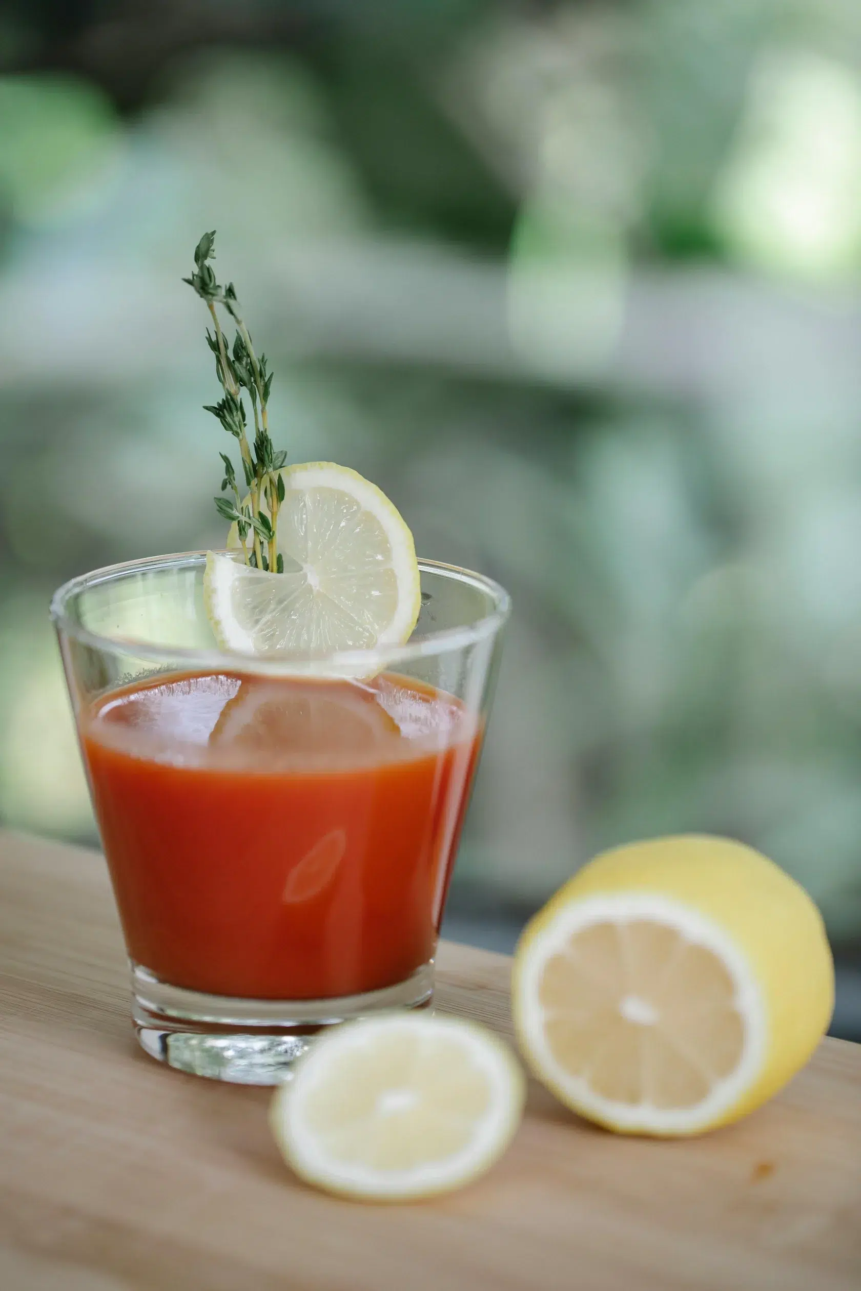 Tomato juice with lemon and thyme