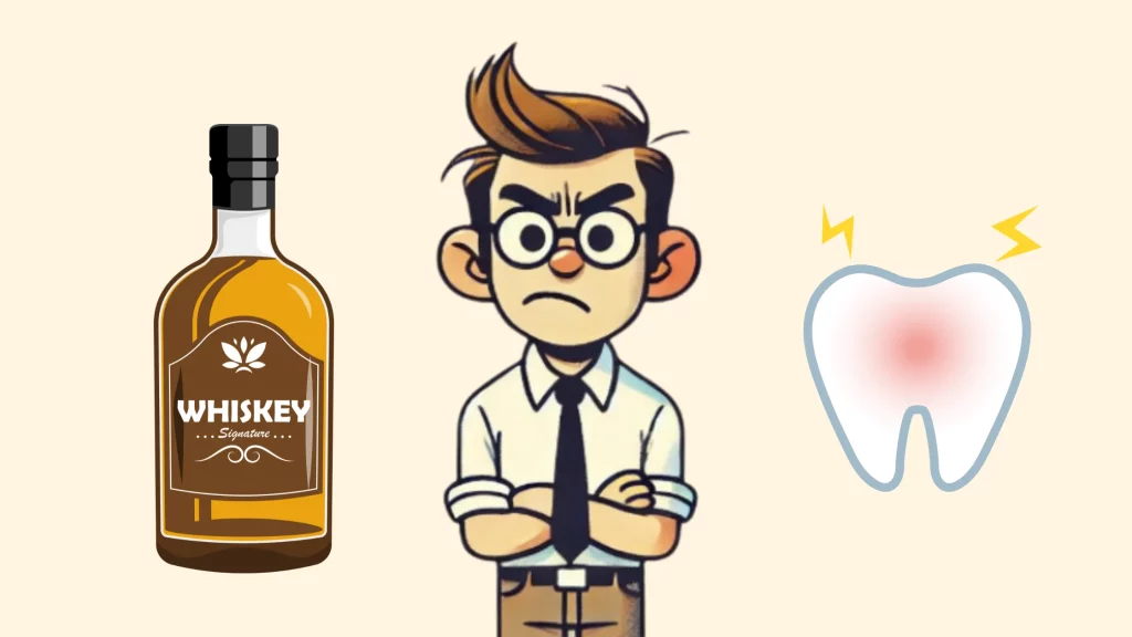 Whiskey for tooth pain relief illustration