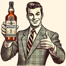 Vintage ad man with single malt whiskey