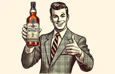 Vintage ad man with single malt whiskey