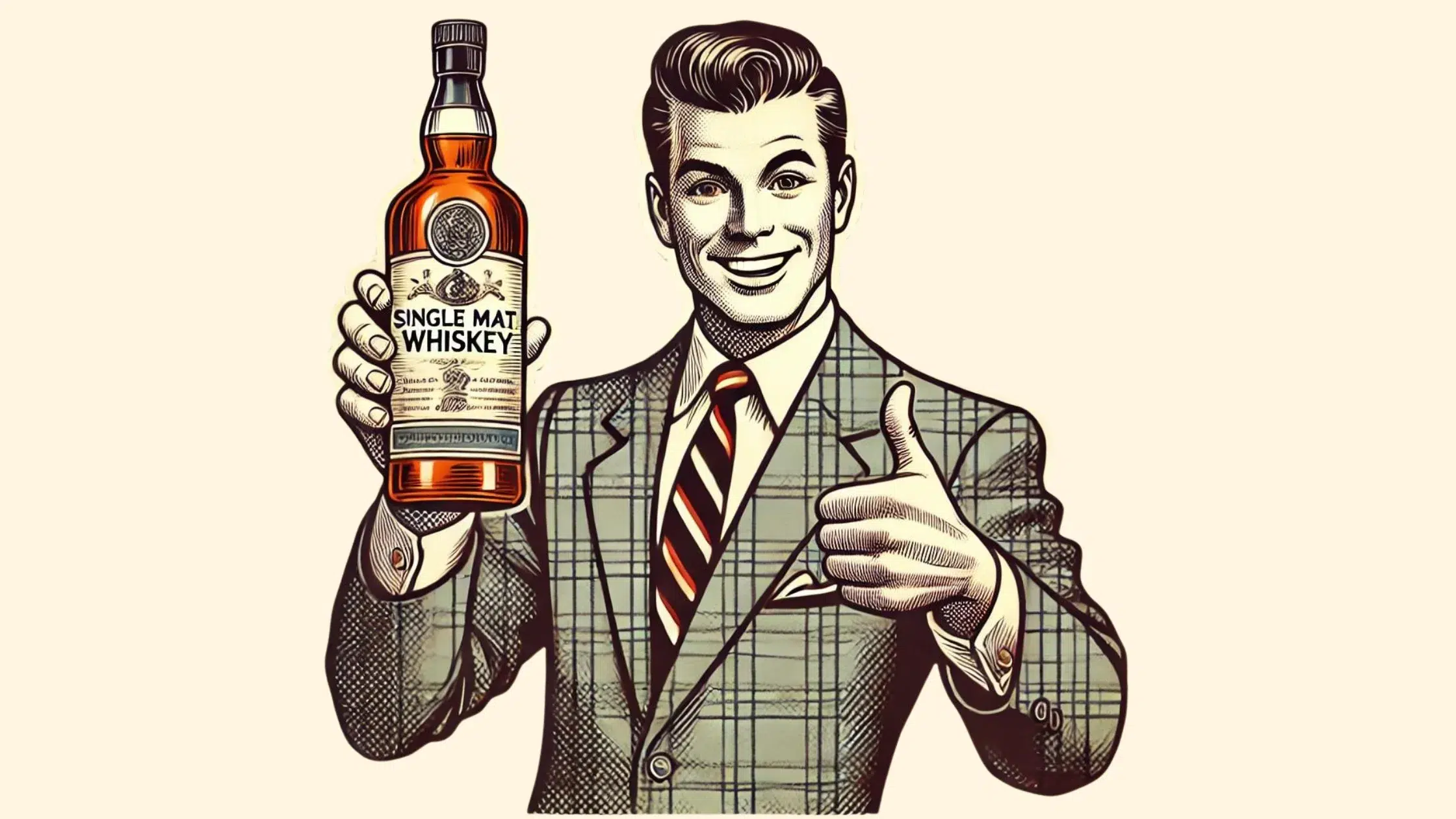 Vintage ad man with single malt whiskey