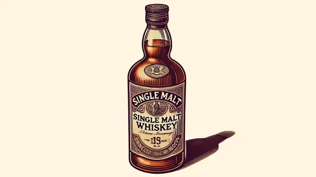 Single malt whiskey bottle illustration