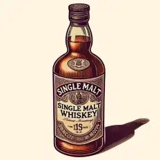 Single malt whiskey bottle illustration