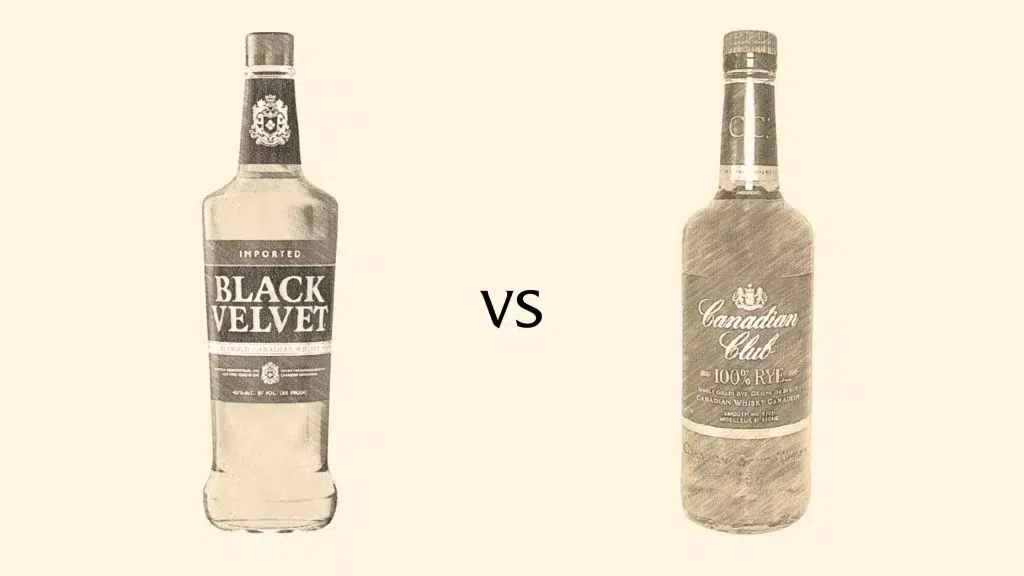 Black Velvet vs Canadian Club whiskey bottles