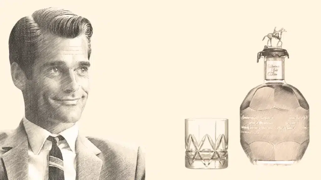 Man with whiskey bottle and glass