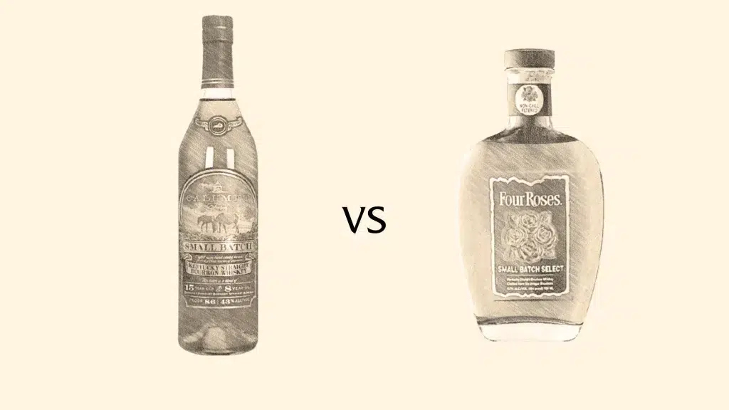 Calumet and Four Roses whiskey bottles comparison