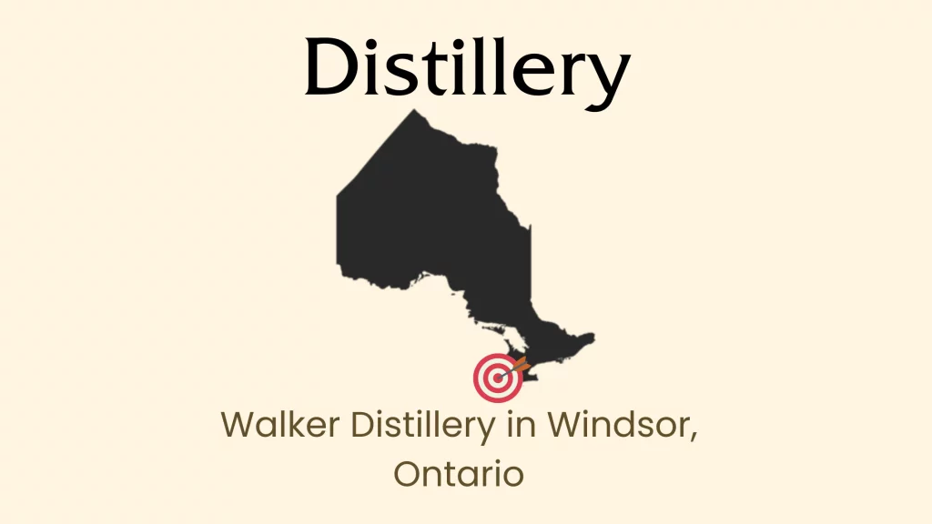 Map marking distillery in Windsor, Ontario.