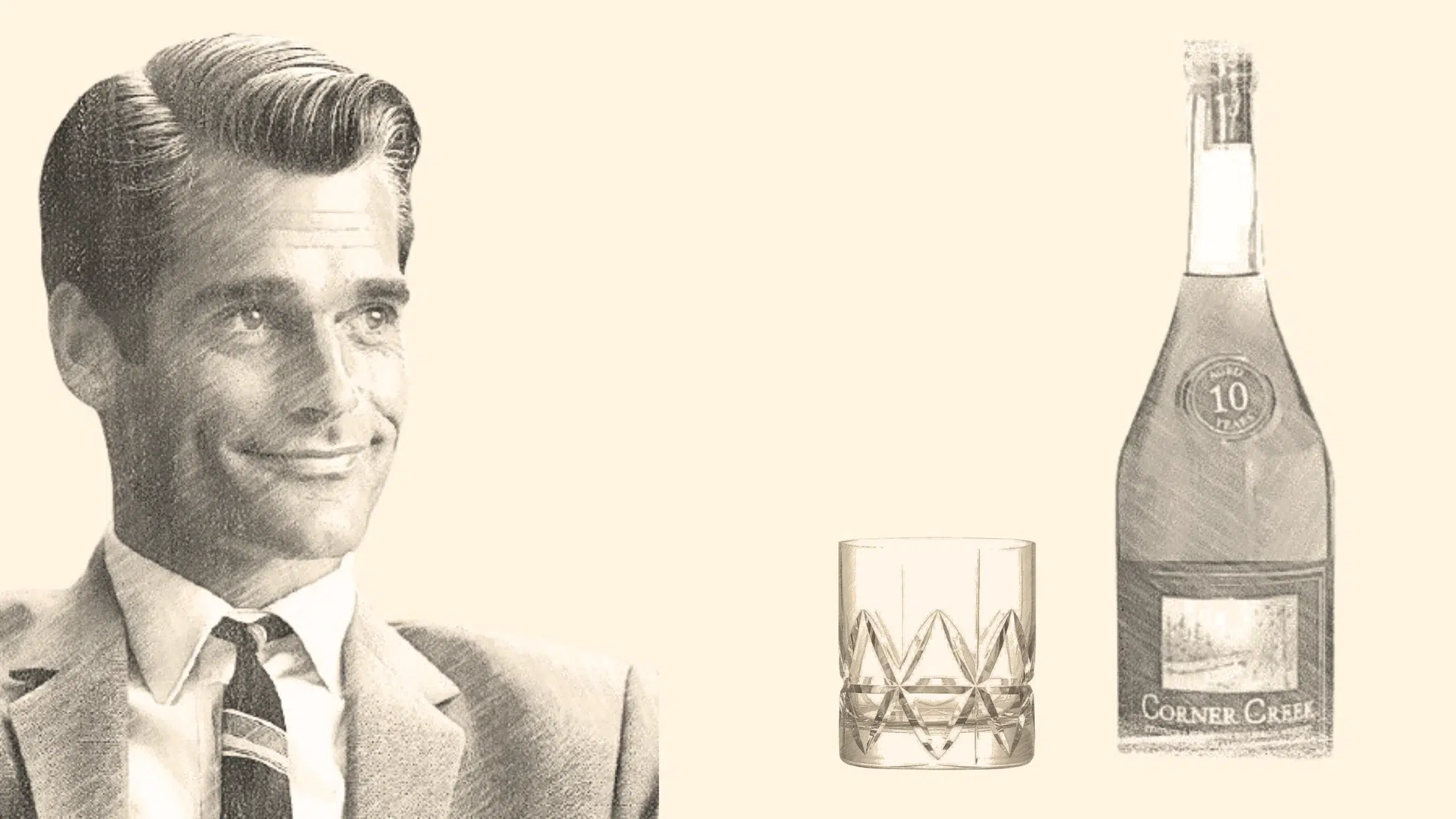 Man with whiskey bottle and glass illustration