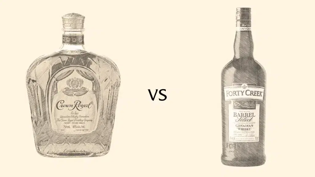 Crown Royal vs Forty Creek Canadian Whisky Bottles