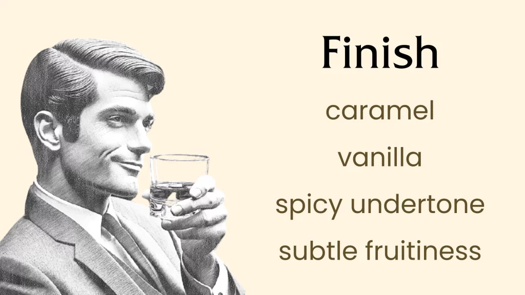 Man enjoying whiskey with flavor notes description.