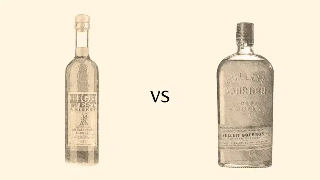 High West vs Bulleit Bourbon bottles comparison