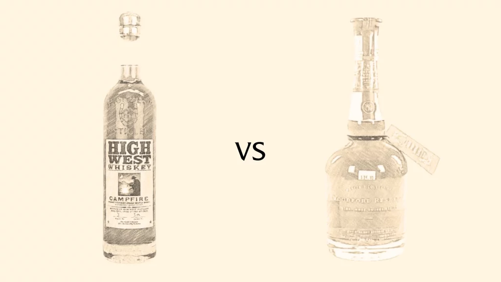 High West vs Woodford Reserve whiskey bottles