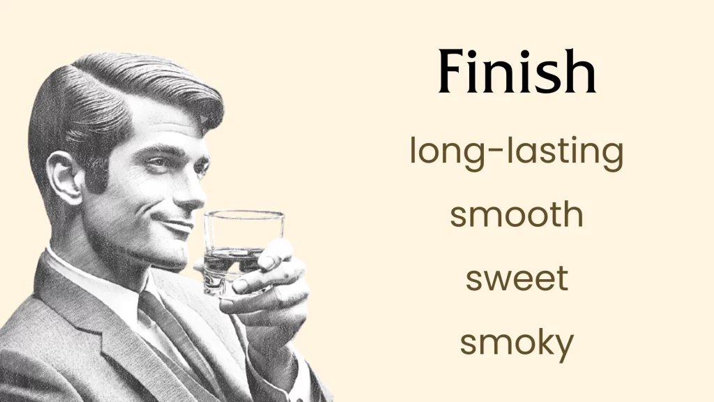 Man enjoying a glass of whiskey, text descriptions.